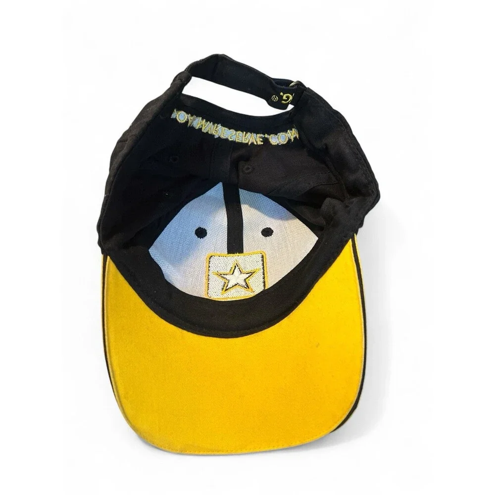 US Army Strong Star Go Army Reserve Baseball Cap‎ Hat Black Yellow Made In USA